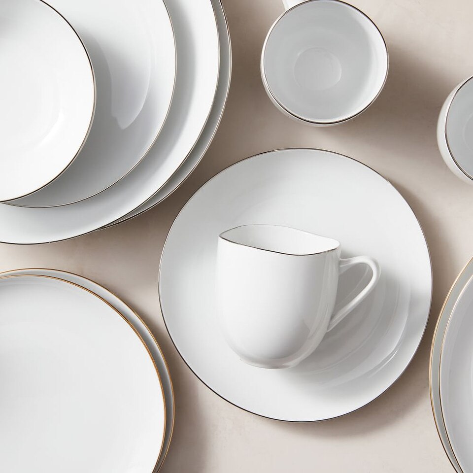 Organic Shaped Porcelain Dinner Plates Gold Rimmed West Elm United